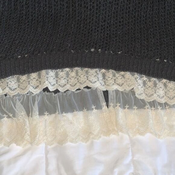 Arizona Jeans Black Knit Lace Hem Cardigan Sweater XXL - Picture 7 of 9